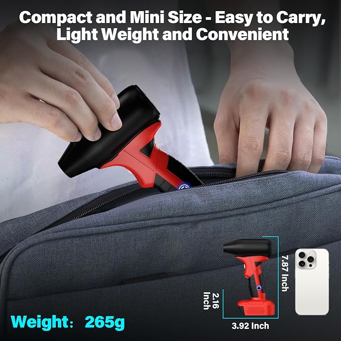 Cordless Leaf Blower Compatible with Milwaukee M18 18V Battery, 130000RPM Brushless Motor, 4‑Speed Jet Dry Blower & Air Duster for Leaves Dust Snow Lawn Patio Cleaning