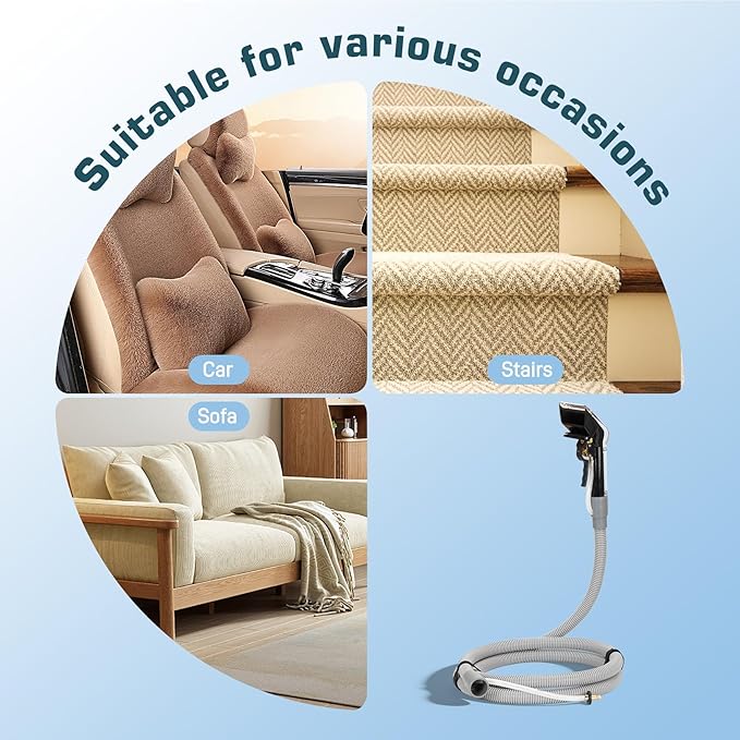 Universal Upholstery Tool Attachment with 12-ft Hose, Compatible with Rug Doctor Mighty Pro & X3 Commercial Carpet Cleaners, for Upholstery, Stairs, Rugs, Mattresses & Spot Cleaning