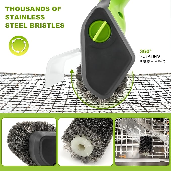 Cordless Rechargeable Grill Brush PURAMI Safe Grilling Rescue Gift No Shedding Bristles, 360° Rotating Cleaner Brush, Lithum 8V 700r/min Heavy Duty BBQ Accessories for Grill bot
