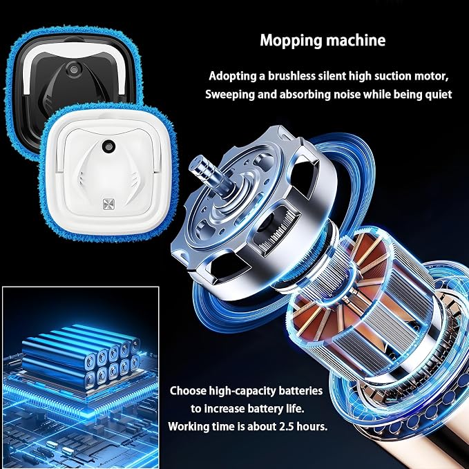 Automatic Robot Mop,Dual Use of Dry and Wet,Spray Function,Rechargeable Low Noise Intelligent Mopping Machine,Suitable for Bedrooms,Kitchens,Living Rooms