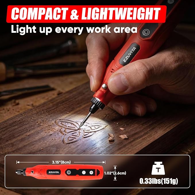 4V Cordless Mini Rotary Tool Kit with 446PCS Accessories, 5-Speed Memory Function, 2000mAh Battery, Type-C Fast Charging & LED Light, for Sanding, Engraving, Grinding, Portable Storage Case