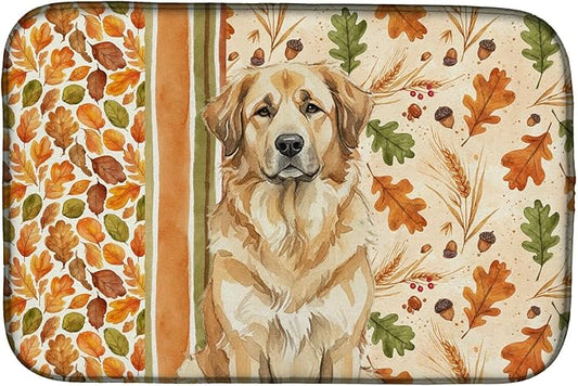 Caroline's Treasures Sandy Leonberger Heirloom Fall Dish Drying Mat Absorbent Dish Drying Mat Pad for Kitchen Counter Dish Drainer Mat for Countertop, 14 x 21", Multicolor