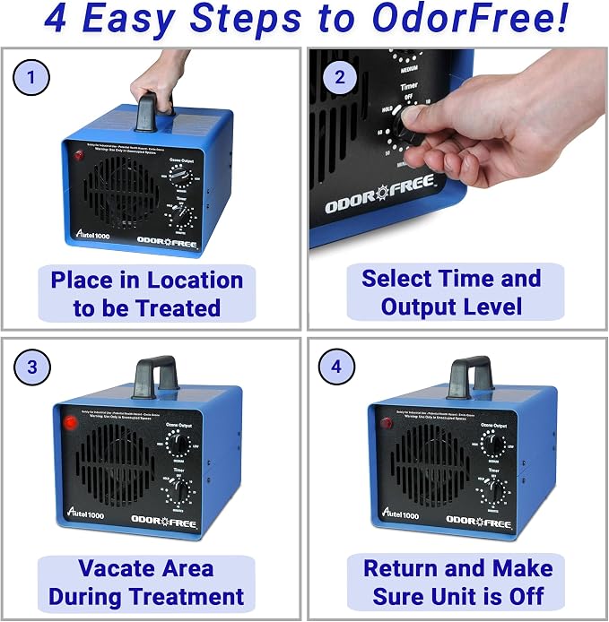 OdorFree Autel 1000 Ozone Machine Odor Removal for Eliminating Smells and Permanently Removing Pet, Car and Musty Odors - Ozone Generator for Autos, Hotels and Small Spaces With Short Treatment Times