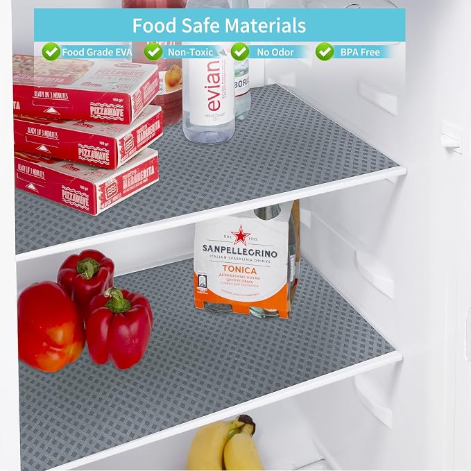 Bloss Shelf Liner, Liner for Shelves/Refrigerator Shelf Liners/Washable Fridge Liners/Roll Pack Shelf Liner Drawer Liner(Grey, Grid,18" x 78")