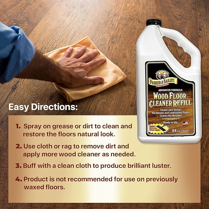 Parker & Bailey Floor Cleaning Kit – Wood Floor Cleaner 64oz & 22oz + Tile & Stone Cleaner 32oz – Hardwood, Laminate, Marble, Granite, Quartz Surface Care Set