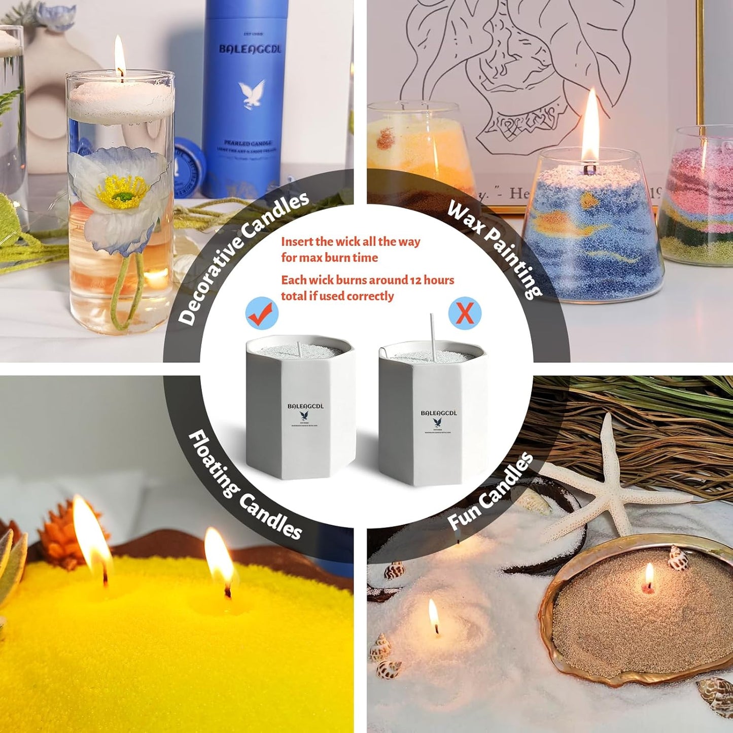 Lemon Scented Yellow Pearled Candle 18oz Luxury Sand Candle Granulated Wax - 30 Cotton Wicks - Wax for Candle Making Decorative Candles Smooth and Clean Burning Lasts up to 120 Hours