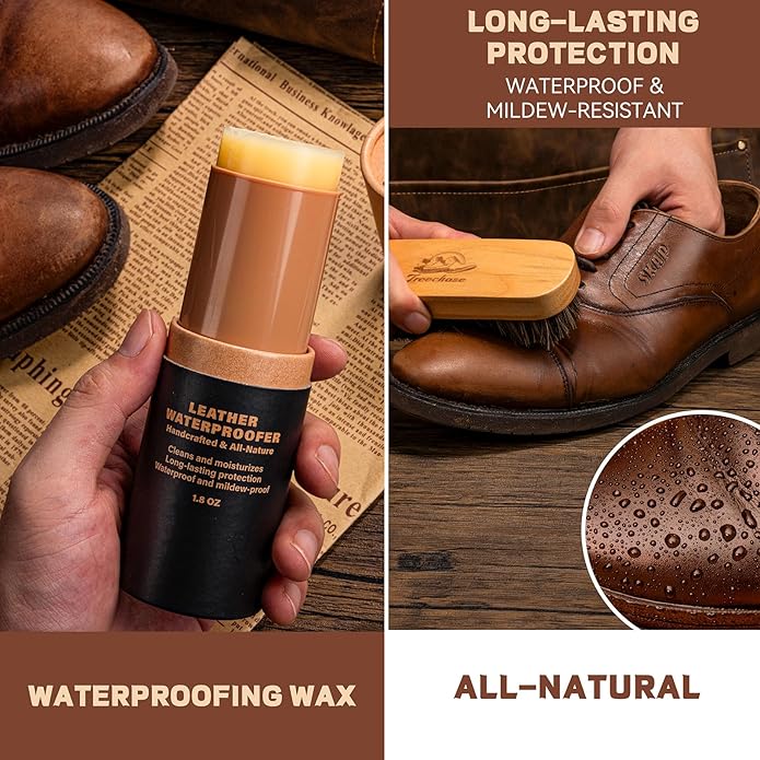 CUTEUP Leather Boot Care Kit – Mink Oil, Saddle Soap for Leather, Shoe Brush, Waterproof Wax, Leather Cleaner and Conditioner
