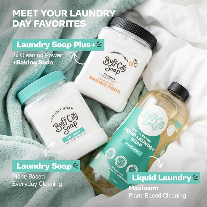 Buff City Soap - Plant Based Powder Laundry Soap - Made With 4 Simple Ingredients & No Harsh Chemicals - Juniper, Sandalwood, & Vanilla Scented Laundry Detergent Powder - Fresh Cotton