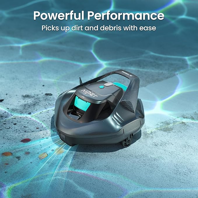 (2026 Upgrade) AIPER Seagull SE Cordless Robotic Pool Cleaner with 100 Mins Runtime, Powerful 1320GPH Suction,Smart Self-Parking, Pool Vacuum for Above Ground Pools up to 860 Sq.ft, Sliver & Cyan