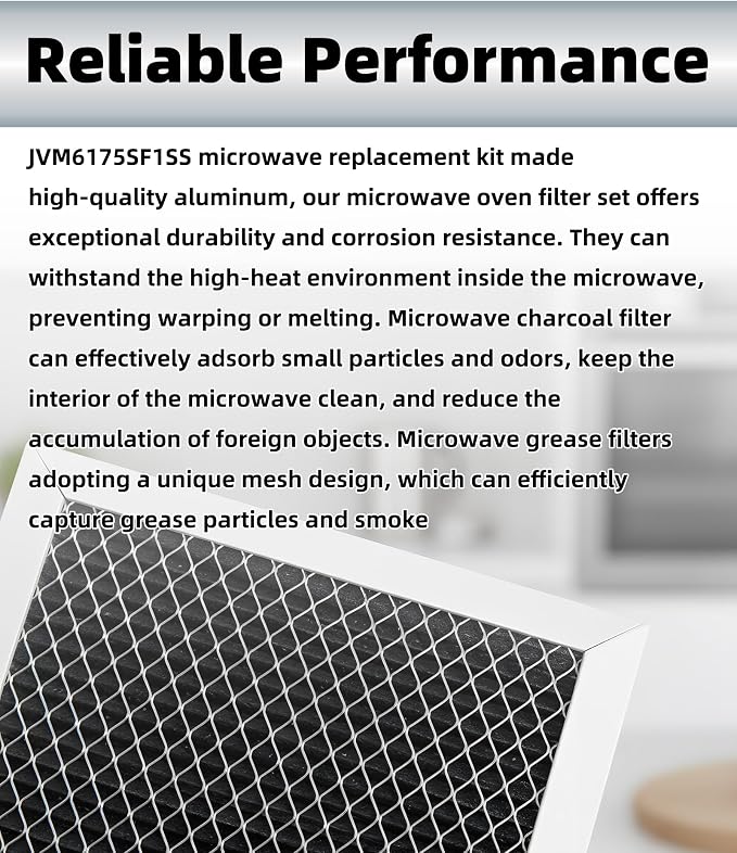3PCS Microwave Grease & Charcoal Filter Set Compatible with GE Microwave Oven JVM6175SF1SS JVM6175SK1SS JVM6175SK2SS JVM6175SK3SS