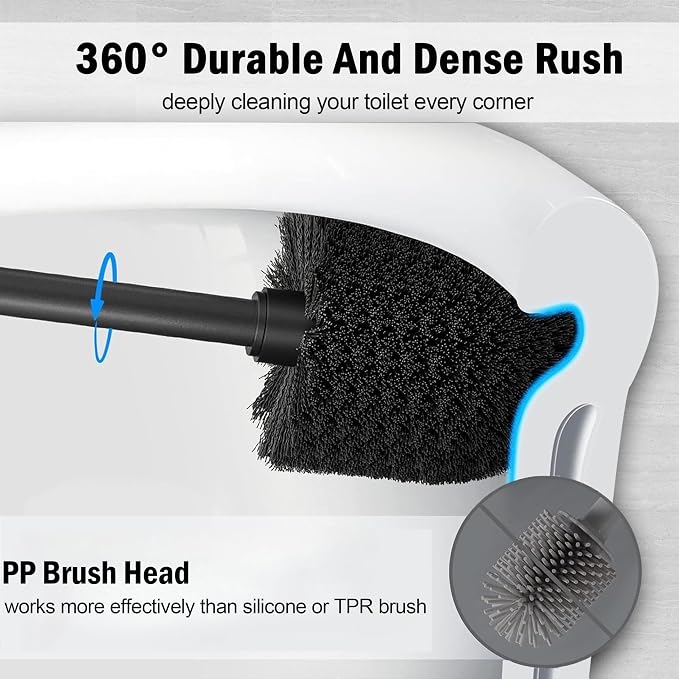 Matte BlackToilet Bowl Brush with Holder, Durable Bathroom Cleaning Tool, Modern Design for Easy Toilet Maintenance, Bathroom Cleaner Brush for Efficient Cleaning and Hygiene