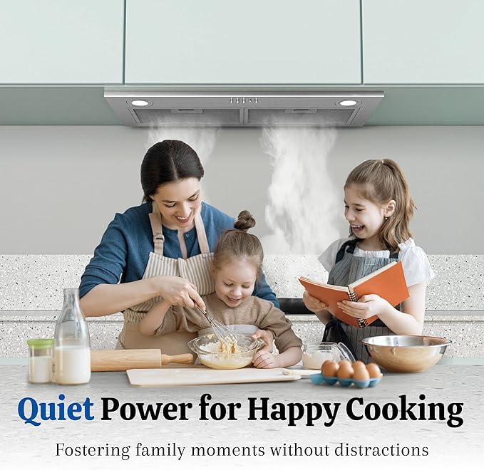 FIREGAS Range Hood Insert 30 Inch, 600 CFM Ducted/Ductless Convertible Built-in Kitchen Vent Hood, Stainless Steel Stove Hood with 3 Speed Exhaust Fan & Aluminum Filters