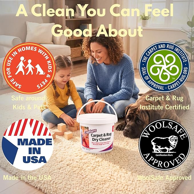 Capture Carpet & Rug Dry Cleaner: Carpet Deodorizer & Freshener Powder - Pet Odor Eliminator - Spot & Stain Remover - Fresh Natural Scent - Carpet Cleaner Powder - Dry Rug Powder Cleaner (8 lb)