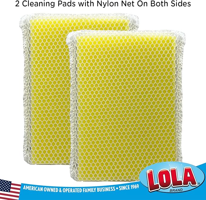 LOLA Microfiber & Nylon Net Sponges, 24 Pack, 12 Dual Sided Non-Scratch Sponge Pads & 12 w/Microfiber Cloth One Side and Netting on the Other Side