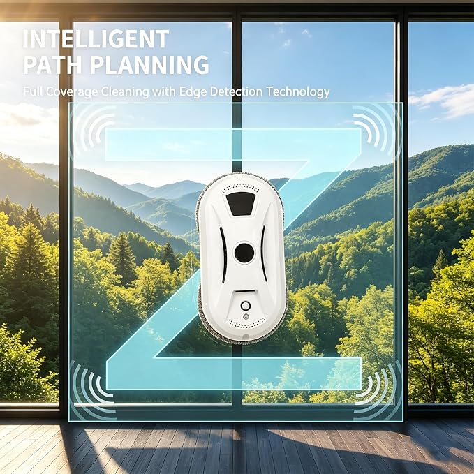 Automatic Smart Window Cleaning Robot, Inside/Outside with 2800Pa Suction, Edge Detection & Anti-Drop Protection, Automatic Window Cleaning Robot for Glass Mirror Washing