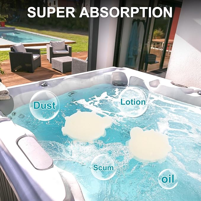 M METERXITY 20-Pack Hot Tub Scum Absorber, 12x10.5 Cm/4.7x4.1 Inch Sponge Sea Fish Pattern Scum Balls for Spa, Bathtub and Swimming Pool to Soak Up Oils Bathtub Accessories [White]