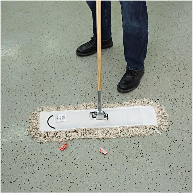 Boardwalk BWKM245C 24 in. x 5 in. Cotton Head 60 in. Wood Handle Cotton Dry Mopping Kit - Natural (1-Kit)