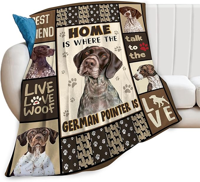 German Shorthaired Pointer Blanket - Cute Dog Throw for Girls, Women, Kids, Adults - Soft Warm Cozy Fleece for Couch, Sofa, Bed - 80"x60"