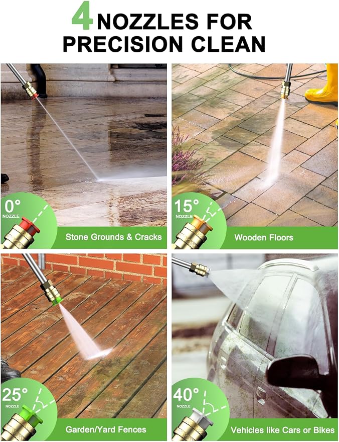 Power Pressure Cleaner for Effortless Cleaning with Surface Cleaner & 4 Nozzles & Detachable Foam Cannon for Easy Use, Home/Driveway/Car Wash/Patio/Fence/Garden