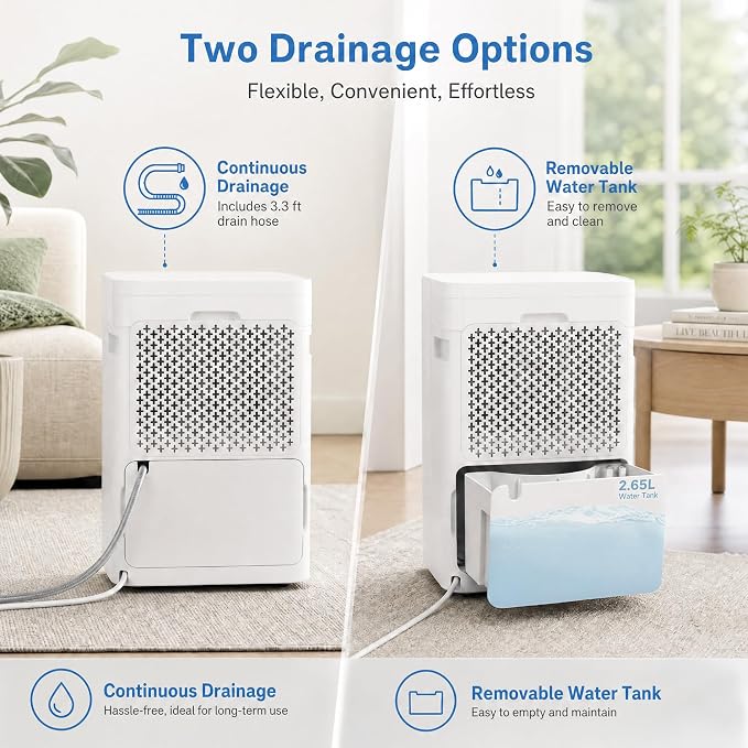 AIRPLUS 4500 Sq. Ft Dehumidifier for Basement, 70 Pints Dehumidifiers for Home with Drain Hose, Continuous Drainage, Intelligent Humidistat, Multifunctional Dehumidifier for bathroom, bedroom