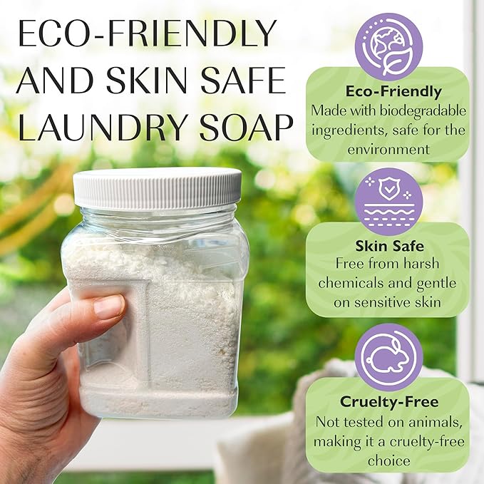Natural Laundry Detergent Soap | Hypoallergenic Deep Cleaning Washing Powder | Eco-Friendly, Safe, and Effective BORAX, SODA ASH, EPSOM SALT, BAKING SODA and CASTILE SOAP (65 Loads) (Lavender)