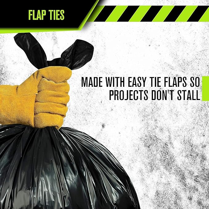 Aluf Plastics RCT-56 Star Sealed Coreless Rolls with E-Z Tie Flap Closure, 56 gal, Polyethylene, 43" x 46", Black (Pack of 100)