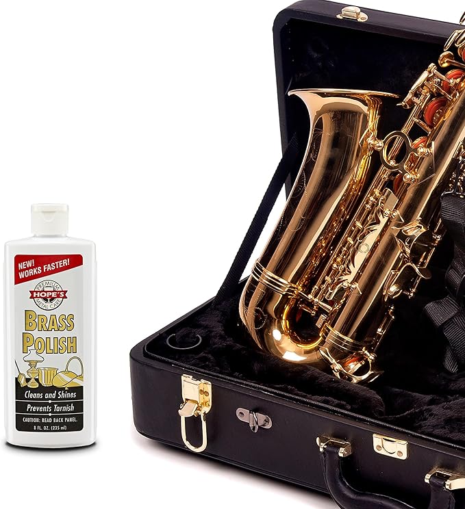 HOPE'S Brass Polish and Cleaner, Prevents Tarnish, Safe for Brass, Copper, Chrome, and Sterling Silver, Metal Polish for Cymbals, Trombone, Trumpet, and Other Instruments, 8 oz, Pack of 2