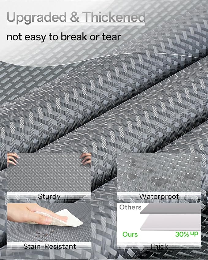 Shelf and Drawer Liner for Kitchen Cabinet, Non-Adhesive 18in x 120in Waterproof Contact Paper Refrigerator Liners Thickened Durable EVA Material Non Slip Mat for Dresser Cupboard Pantry Protector