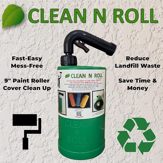 Paint Roller Cleaner | 9 Inch Paint Roller Cleaning Tool & Spinner Hose Attachment | Splatter-Free Wash & Dry in Under 1 Minute | Commercial Grade Reusable Roller Washer
