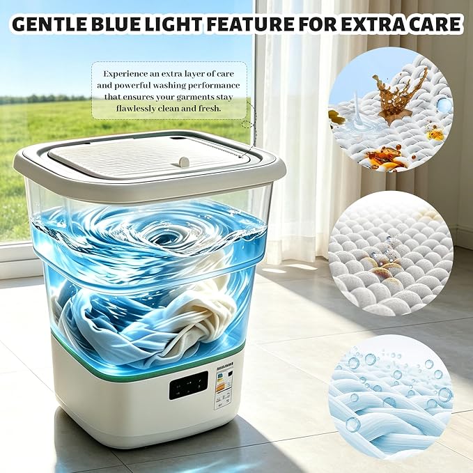 Portable Washing Machine, 50L Large Capacity Foldable Mini Washer with Spin Basket, Adjustable Wash 2–10 Min & Spin 1–6 Min Timer, for Apartment, RV, Camping, Dorm, Travel (Green)