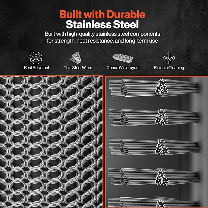 2X Electric Grill Brush Replacement Heads - Heavy-Duty BBQ Cleaning Brush Set for GRILLION Electric Grill Cleaner - Stainless Steel Chain & Wire Brushes