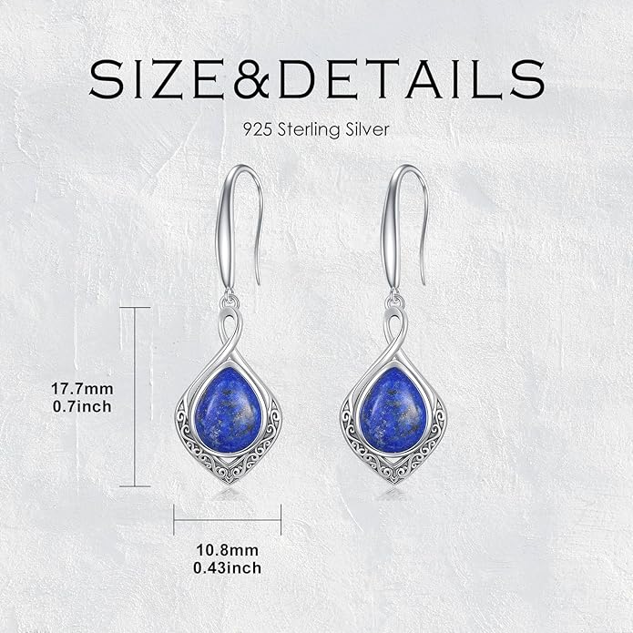 PELOVNY Celtic Knot Filigree Earrings for Women 925 Sterling Silver Moss Agate/Birthstone Infinity Earrings Birthday Christmas Jewelry Gifts for Mom Daughter Wife Sister