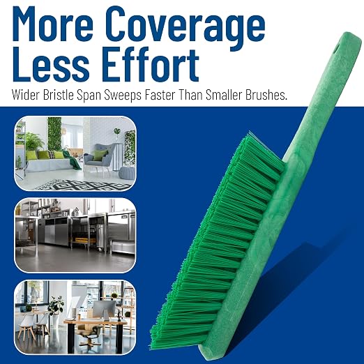 SPARTA 8 Inch Soft Counter Brush with Polyester Bristles and 5 Inch Handle, Color Coded Handheld Broom for Tables Countertops and Foodservice Surfaces, 13 Inch Overall Length, Green
