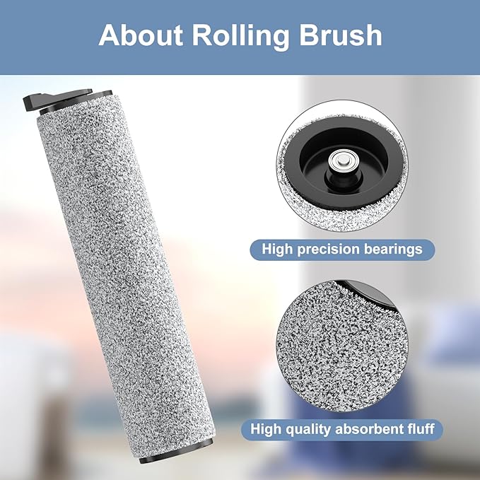 Vacuum Mop Roller Brushes and Filter Replacement Parts Compatible with Tineco Ifloor 3 Series, Floor One S3 Series, Ifloor 5 Breeze，The Set Includes 3 Roller Brushes 6 Filters and 2bottle solution