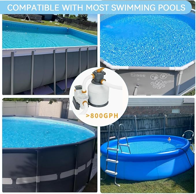 Surface Float Skimmer,No Installation Required, no Adjustable Bracket Required,Comes with 10 Filter Socks, Special Note: Skimmer Rate not exceeding 1100 GPH(Turquoise)