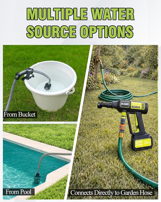 Cordless Portable Washer -1200PSI Car Washer with 2 Batteries, Brushless Motor, Foam Cannon, 3 Power Level, Hand Held Washer for Cars Patio Driveway Automotive-Washing-nozzles