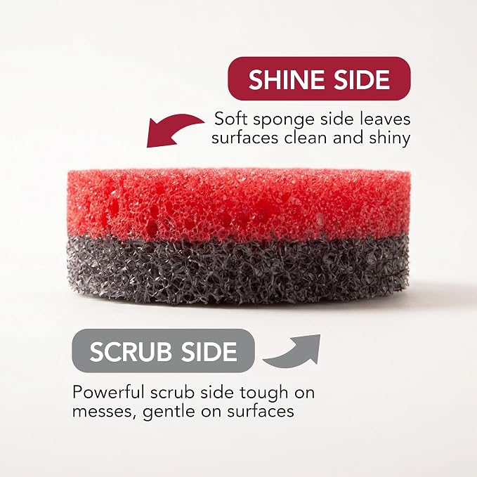 Weiman Multi-Surface Dual Action Sponges, Non-Scratch Scrub & Shine for Dishes, Cooktops, Stainless Steel, Glass, Granite, & More - Durable Kitchen Cleaning Sponges, 8 Sponges