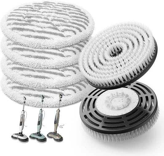 2 Count Upgraded Steam Scrub Brush Head + 4 Pack Steam Mop Replacement Pads for Shark Steam and Scrub Mop S8201 S8001 S7201 S7000 Series