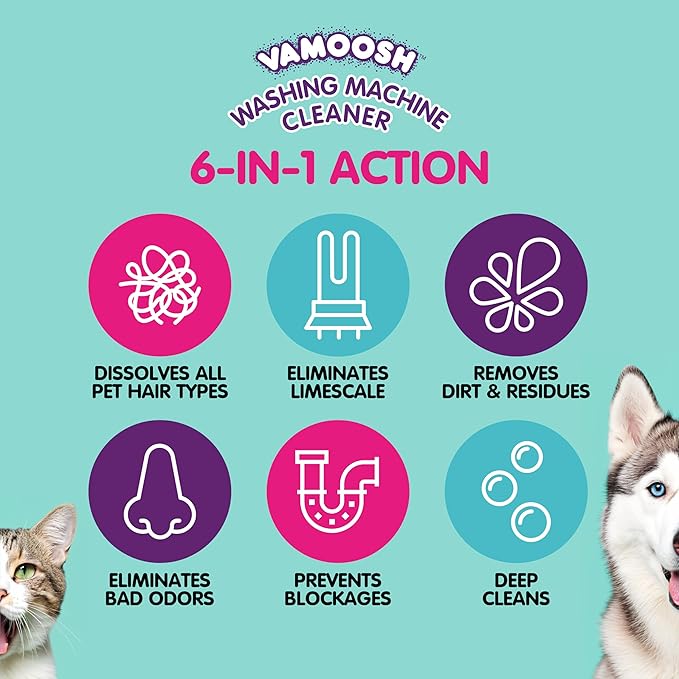 Vamoosh Washing Machine Cleaner with Hair Dissolving Formula | Prevents Blockage | Cotton Fresh Scent | Removes Limescale | Deep Clean | Eliminates Odor | Descales | 150g (Pack of 1)