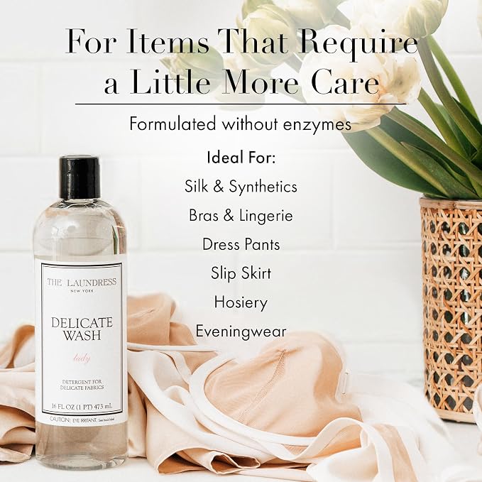 The Laundress Delicate Wash Luxury Liquid Laundry Detergent, 31 Loads, Concentrated Washing Detergent, Lady Scent, Enzyme-Free Hand or Machine Wash Laundry Soap for Silk, Linen, Lingerie & More