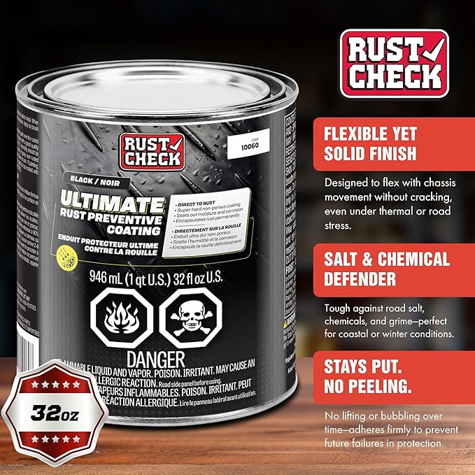 Rust Check Ultimate Rust Preventive Coating – Rust Inhibitor for Cars and Trucks – Anti Corrosion Coat for Rusted Frame – Automotive Metal Protection – Primer Seal and Repair Solution - 32 Fl Oz