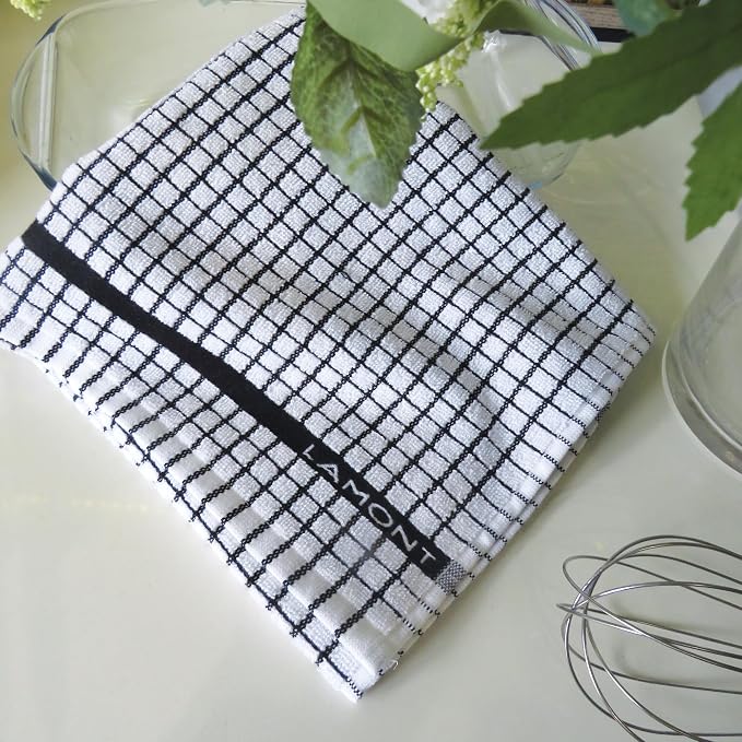 Samuel Lamont Poli Dri Tea Towels - Set of 3 100% Cotton 27.5 x 19 Inch (Black)
