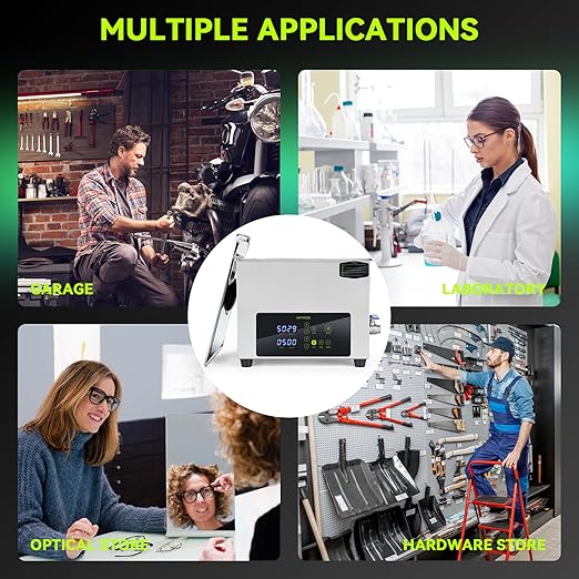 Ultrasonic Cleaner, One-Touch Cleaning,Heating, Deep Mode, ECO Energy-Saving Ultrasonic Cleaning Machine Excellent for Labs,Carburetor,Jewelry,Dentures,Automotive & Industrial Parts. (15L)