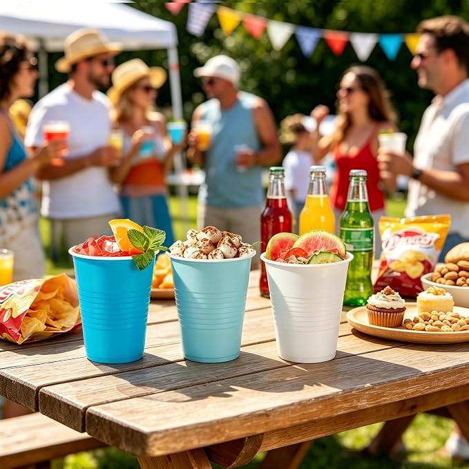 Kochorie 50 Pack Disposable Plastic Cups 12 Ounce Drinking Party Cups Bulk Party Cup for Summer Parties Wedding Birthday Baby Shower Picnics Events, Gradient Blue Colors