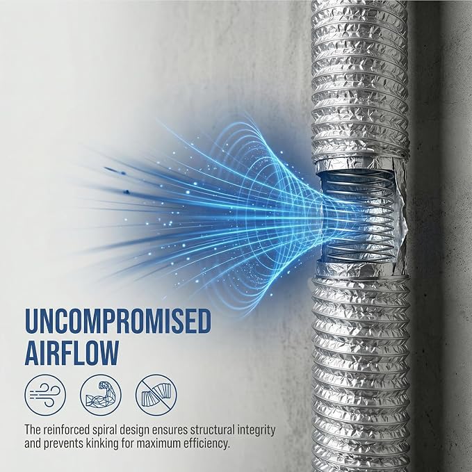 Magnetic Dryer Vent Hose 4 Inch, Airtight Seal Reduces 90% Lint, Flexible Duct 0.5-5ft, Heavy Duty & High Temp, No Tools for Daily Cleaning, Fits 0-8" Offset, Magnetic Coupling Kit