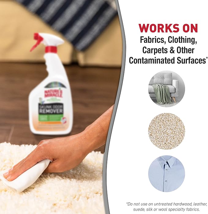Nature's Miracle Skunk Odor Remover, Removes Skunk Odors On Fabrics, Clothing, Carpets And Other Surfaces, 32 Fluid Ounces (Pack of 2)
