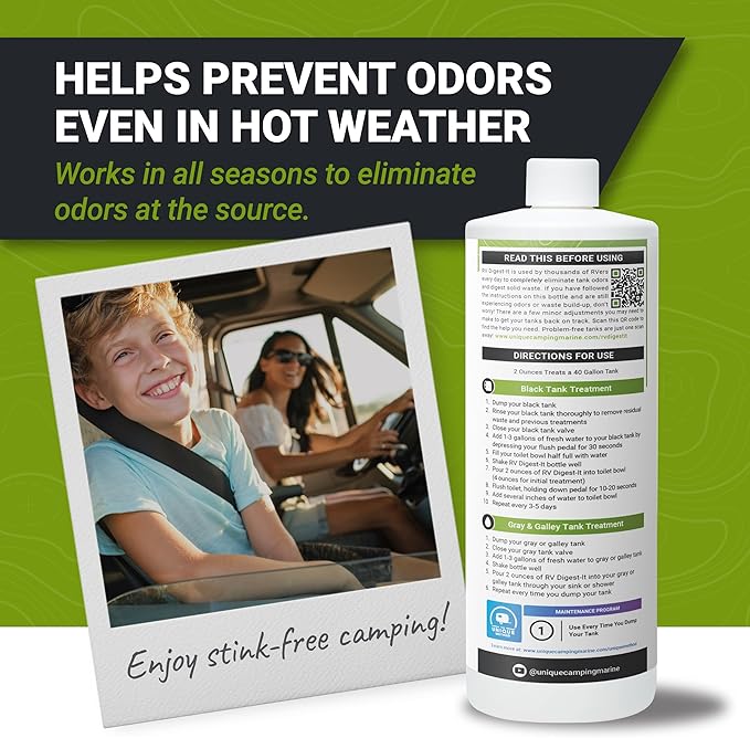 Unique RV Digest-It RV Toilet Treatment - Eliminates Odors at the Source and Liquifies Waste - 16 Uses Per Bottle 32 oz (3-Pack)