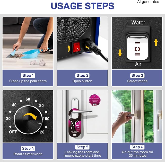 45,000mg/h Commercial Ozone Generator with 600mg/h Water Ozone - Smart Air & Water Purifier for Home, Car, Smoke, Pet Odor Removal, Fruit/Vegetable/Meat/Sea Food Cleaning