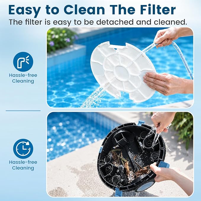 Y10 Robotic Pool Cleaner,Cordless Pool Vacuum with 150 Mins Runtime,High Efficiency Dual Suction Power,Self-Parking&Smart Navigation for Above-Ground & Flat Inground Pools up to 1300 sq.ft (Black)