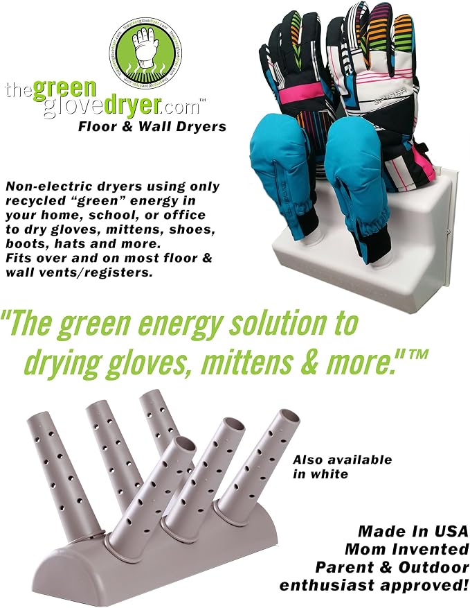 Green Glove Dryer for Hats, Gloves, Shoes & More (Eco Dryer White)